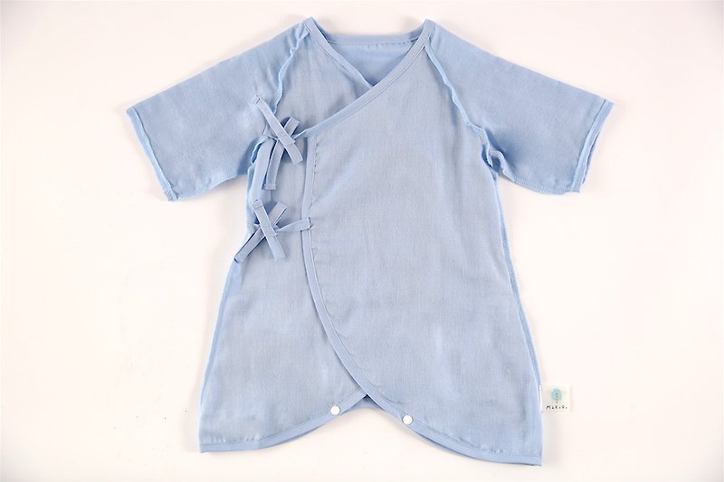 MARURU 日本製多彩紗布衣 蔚藍 50-60cm - 包屁衣/連身衣 - 棉．麻 藍色