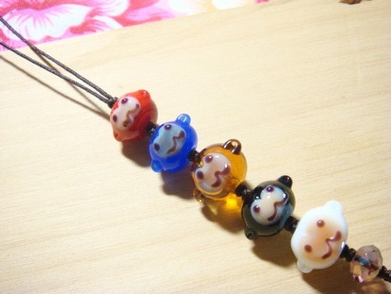 Grapefruit'm handmade glass - colored monkey - glass beads Charm - พวงกุญแจ - แก้ว หลากหลายสี