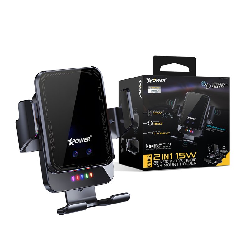 XPower CMA12 2合1 15W 無線快充自動車支架 - 其他 - 其他金屬 黑色