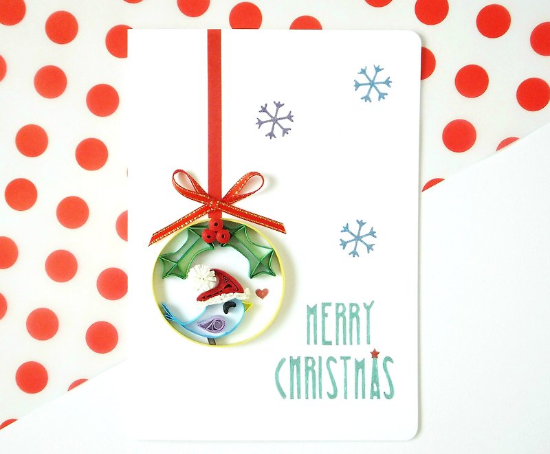 Hand made decorative cards-Christmas bell - การ์ด/โปสการ์ด - กระดาษ สีแดง