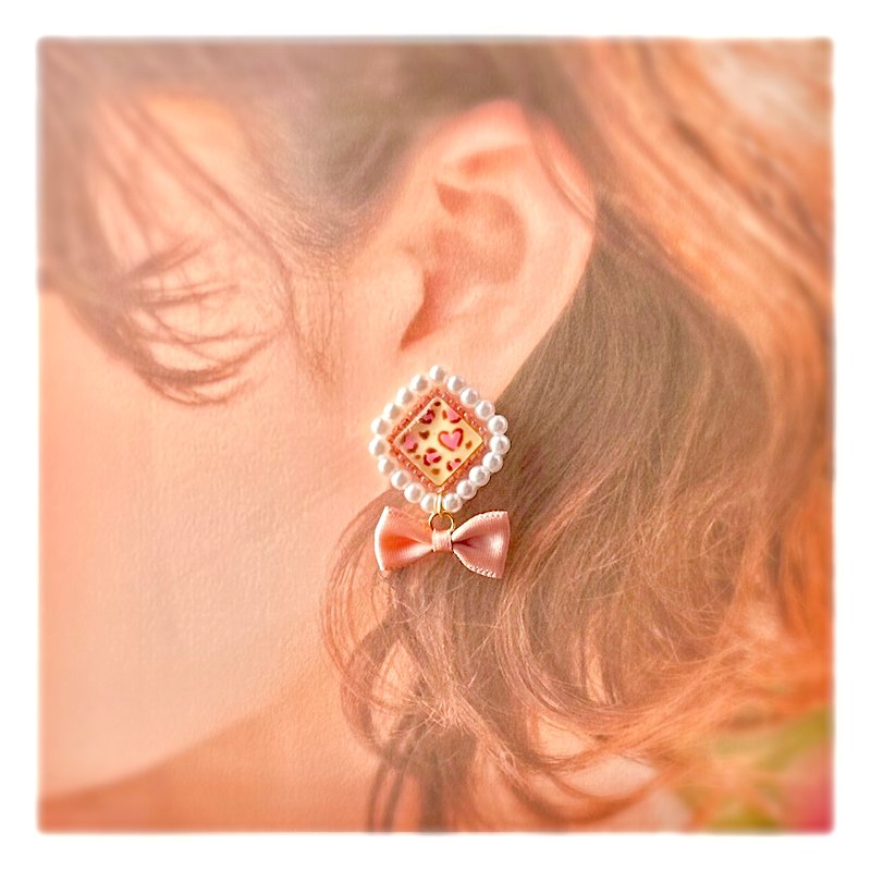 ピアス プリンセス レオパード - 耳環/耳夾 - 其他材質 粉紅色