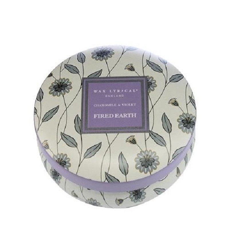 British Candle FIRED EARTH Series Chamomile & Violet Tin Candle - Candles & Candle Holders - Wax 