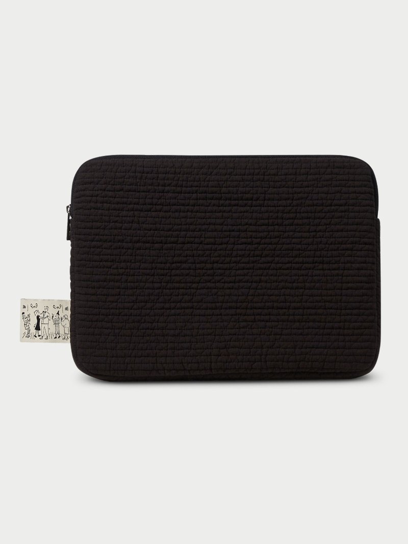 Quilted Laptop Pouch (Natural Black) - 電腦包/筆電包 - 棉．麻 黑色