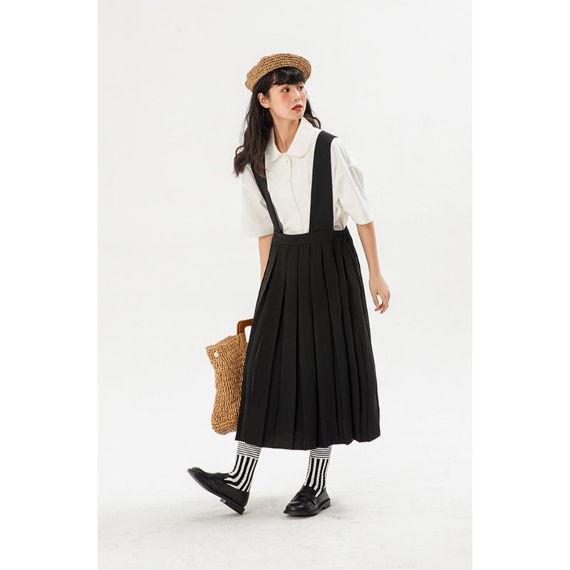 odd maker black cross strap vest skirt dress niche design Japanese retro skirt - Skirts - Other Man-Made Fibers 