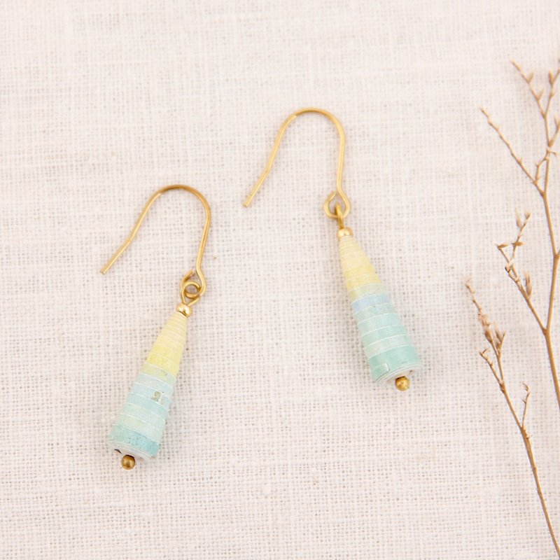 MUSEV yellow and blue gradient pink awl earrings - Earrings & Clip-ons - Paper Yellow