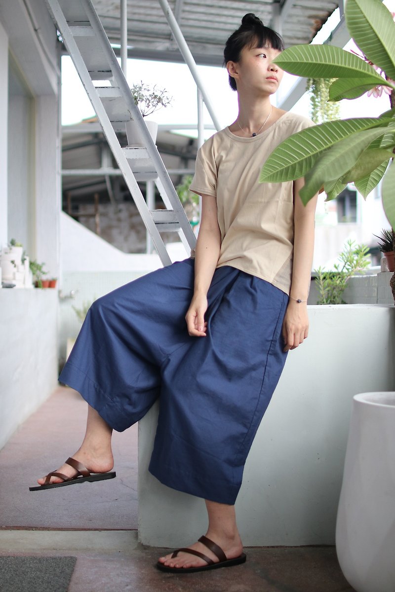 OMAKE GIAN pants discount low-grade wide pants - กางเกงขายาว - ผ้าฝ้าย/ผ้าลินิน สีน้ำเงิน