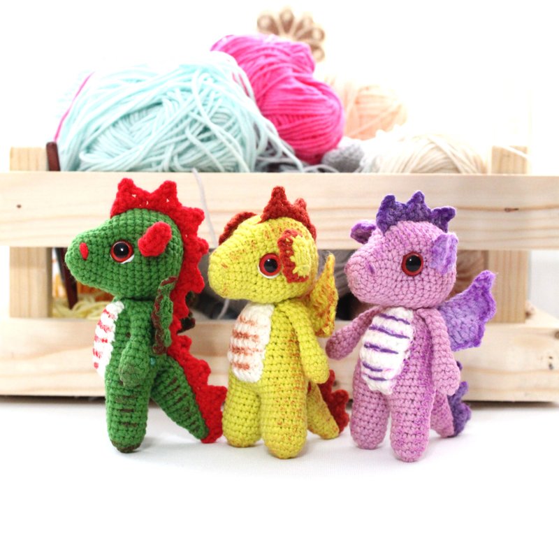 Little Dragon crochet pattern PDF in English  Amigurumi Dinosaur toy crochet - 手工藝教學/工具書 - 其他材質 