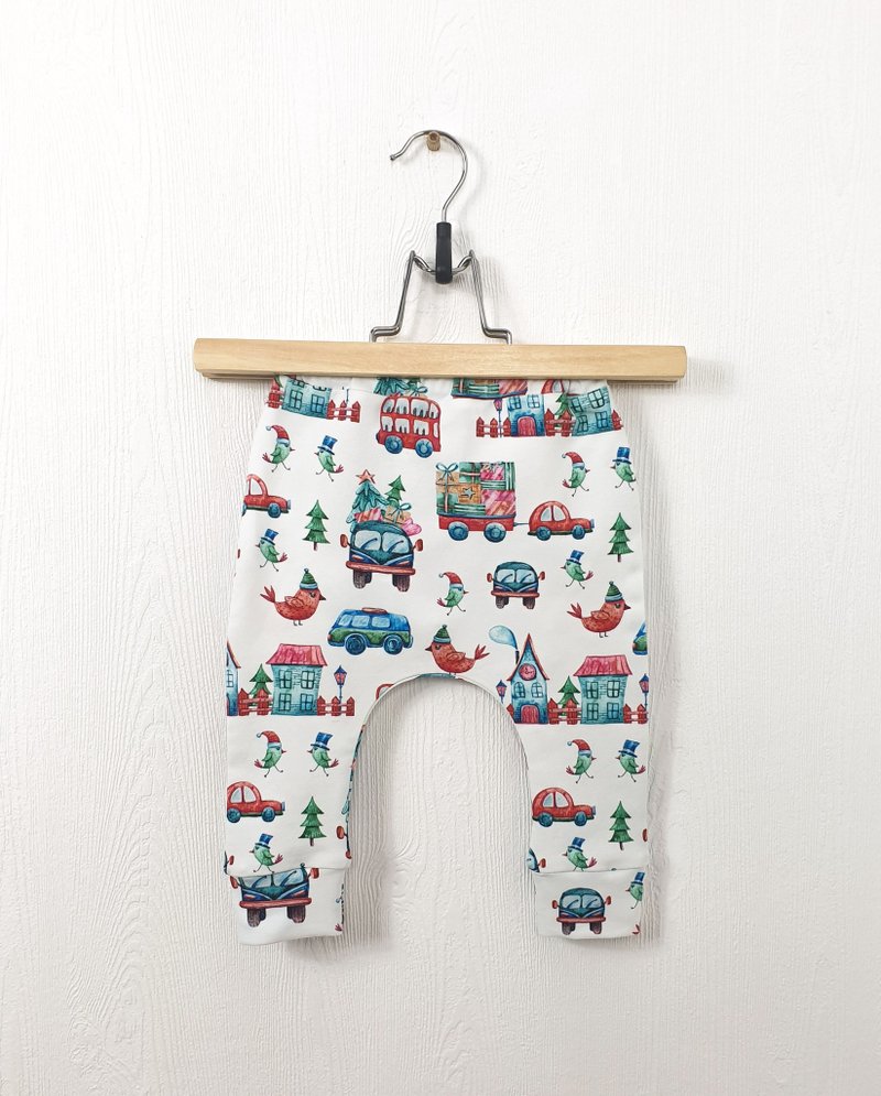 Merry Christmas baby pants, baby girl pants, baby boy pants, Holiday baby pants - Pants - Cotton & Hemp Multicolor