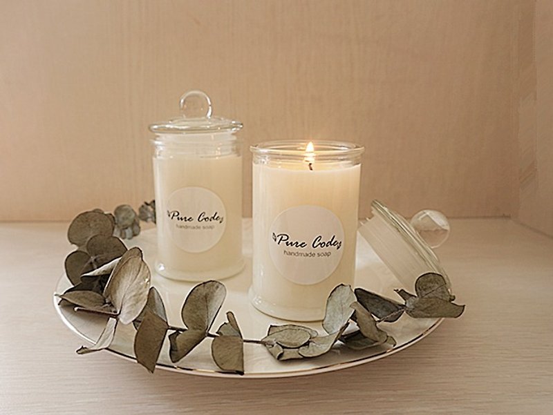 Pure Code micro essential oil soy candles (Christmas gifts, wedding gifts) - Candles & Candle Holders - Glass White