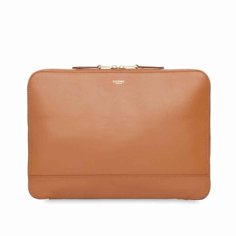 [Clearance Surprise] Mason 12-inch Cowhide Leather Clutch Shoulder Bag Flat Bag (Caramel) - Clutch Bags - Genuine Leather Brown