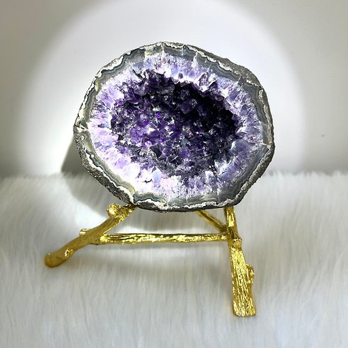 玄之水晶 紫晶錢袋子連訂造底座 | 水晶 | 水晶擺件