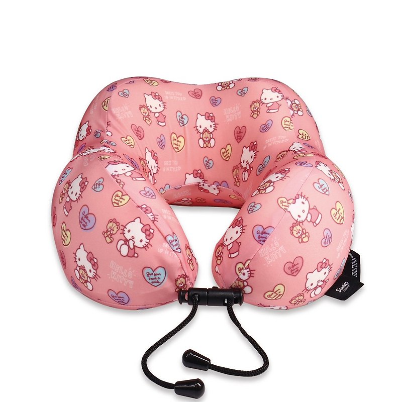 Murmur travel neck pillow - HelloKitty teddy bear love | U-shaped neck pillow recommended (with storage bag) - Neck & Travel Pillows - Polyester Pink