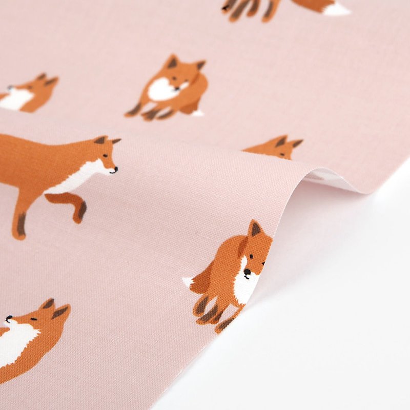 Cloth - printed cotton 90cm-317 winter fox, E2D40150 - เย็บปัก/ถักทอ/ใยขนแกะ - ผ้าฝ้าย/ผ้าลินิน สึชมพู