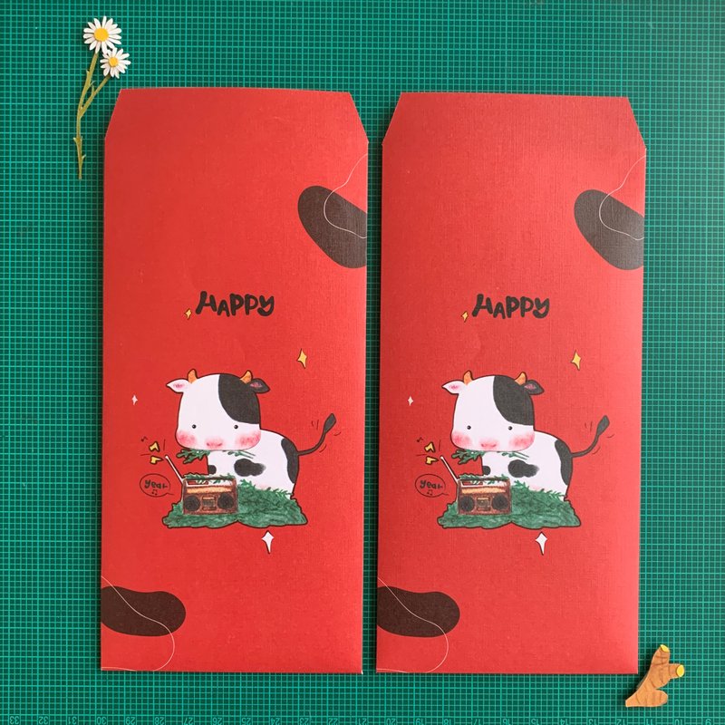 Happy 牛 Year 紅包袋 - 紅包袋/春聯 - 紙 紅色