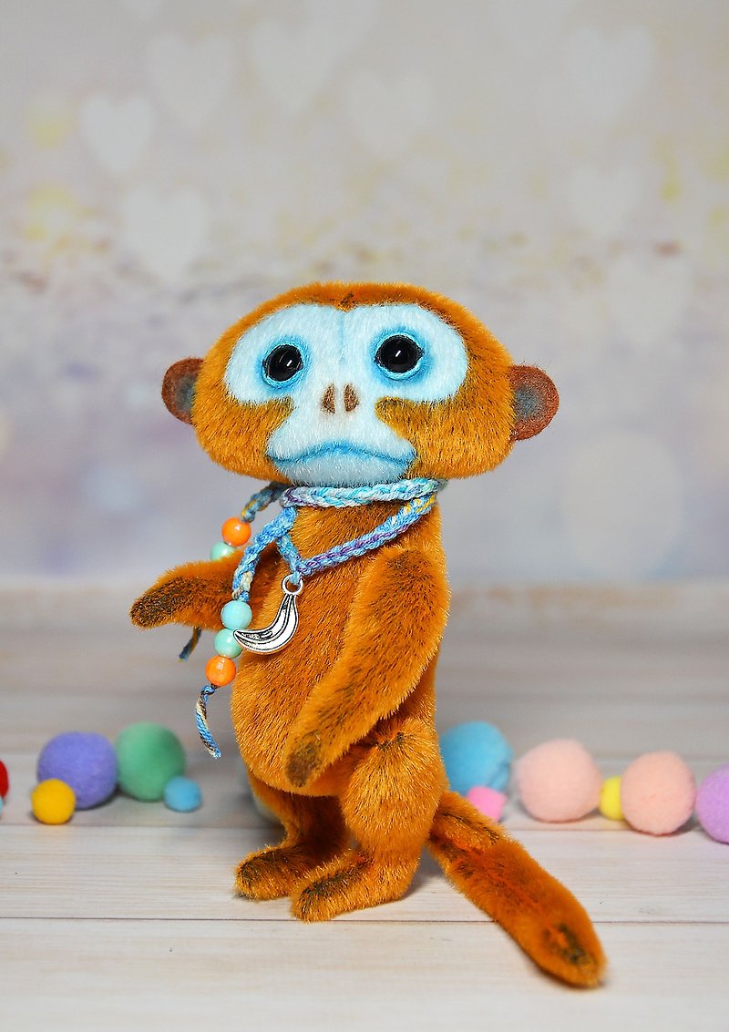 Miniature golden monkey toy stuffed mnkey toy for reborn dolls - 公仔模型 - 其他材質 多色