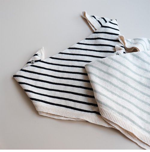 Sliving 超柔軟 雙層全棉針織嬰幼兒口水巾 親膚三角圍兜 雙