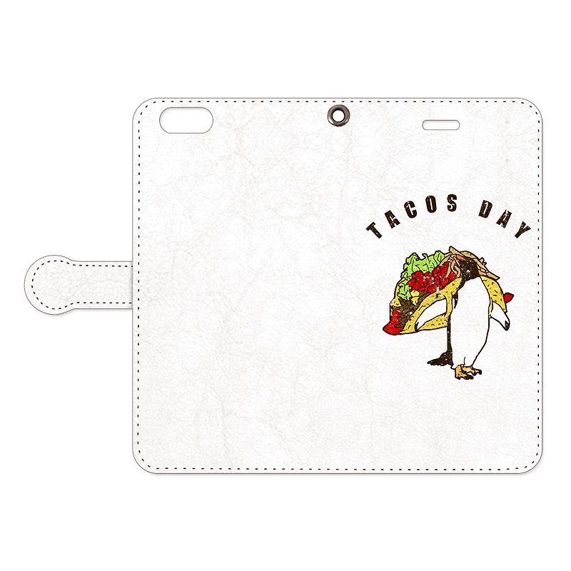 Handbook type iPhone case / tacos day - Phone Cases - Genuine Leather White