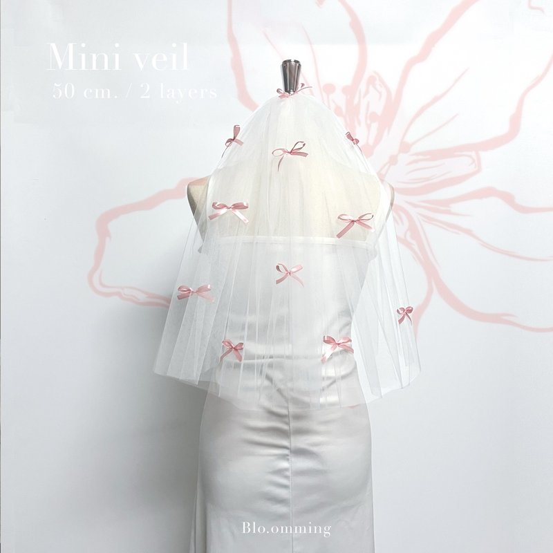 Mini Veil : Pink Ribbon - 髮夾/髮圈 - 繡線 