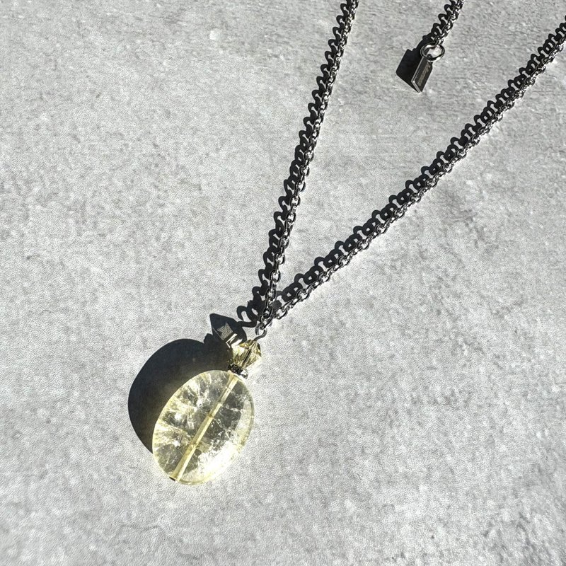 Crystal Crack Necklace Perfume Bottle Design Motif Swarovski Gemstone Simple - 項鍊 - 水晶 黃色