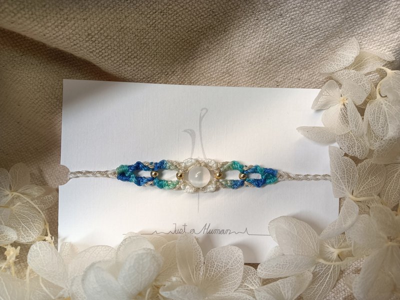 Feather of the Quetzal | Transparent plaster design braided bracelet Wax thread braided adjustable bracelet - Bracelets - Stone Blue