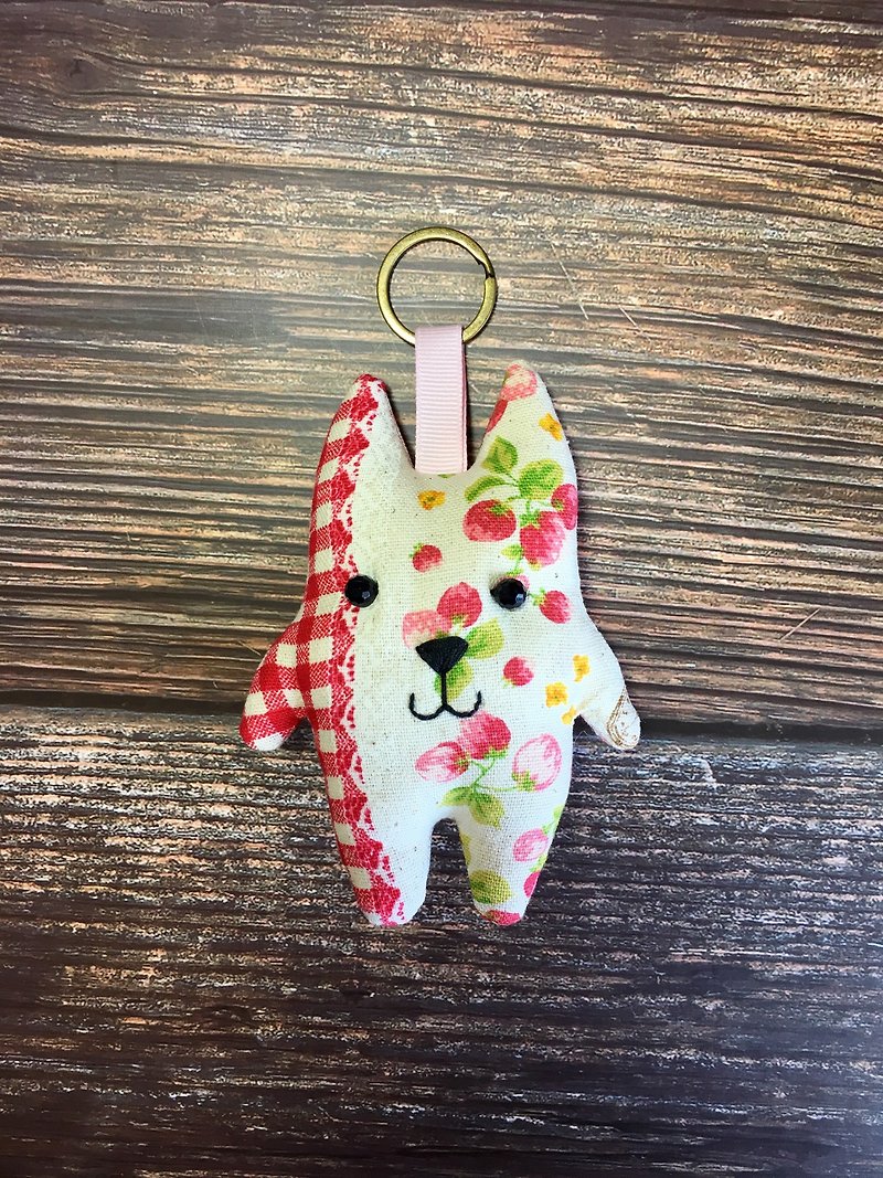 +Strawberry Country+Cat Key Ring - Charms - Cotton & Hemp Red