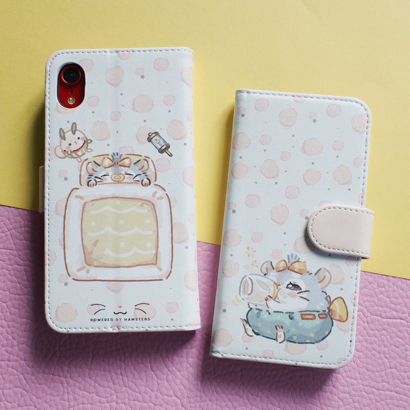 iPhone compatible notebook type smartphone case, Hazel's nap - เคส/ซองมือถือ - หนังเทียม สึชมพู