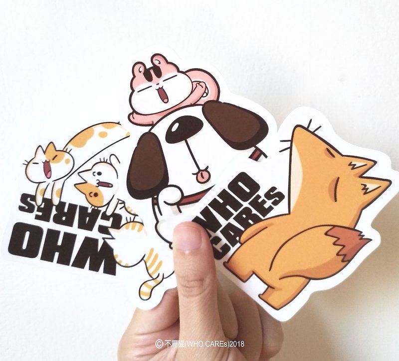 Cute animal series / waterproof big sticker (set of 3) - Stickers - Paper 