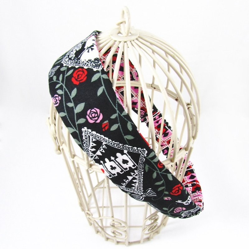 Handmade Elastic Ribbon - Crazy Alice - Headbands - Cotton & Hemp Black