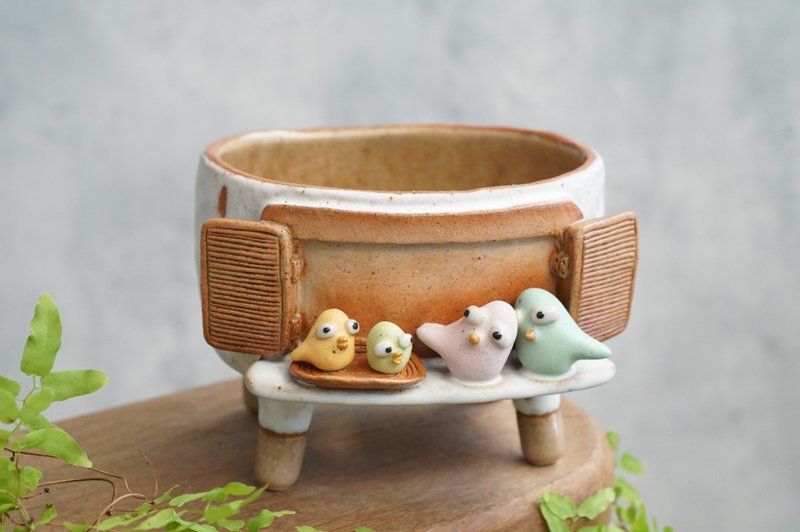 bird plant pot for cactus - 盆栽/植栽 - 陶 白色