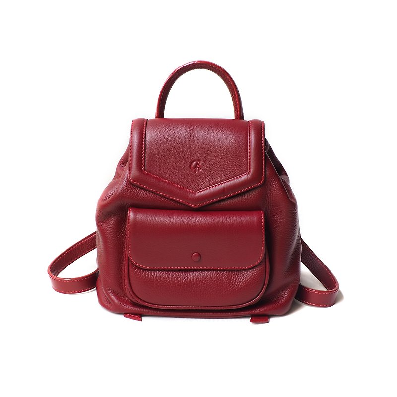 Alice (burgundy) : Backpack, cow leather, Genuine leather, Dark red - Backpacks - Genuine Leather Red