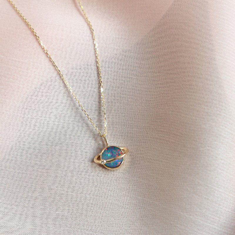 18k gold planet opal necklace bracelet - Necklaces - Precious Metals 