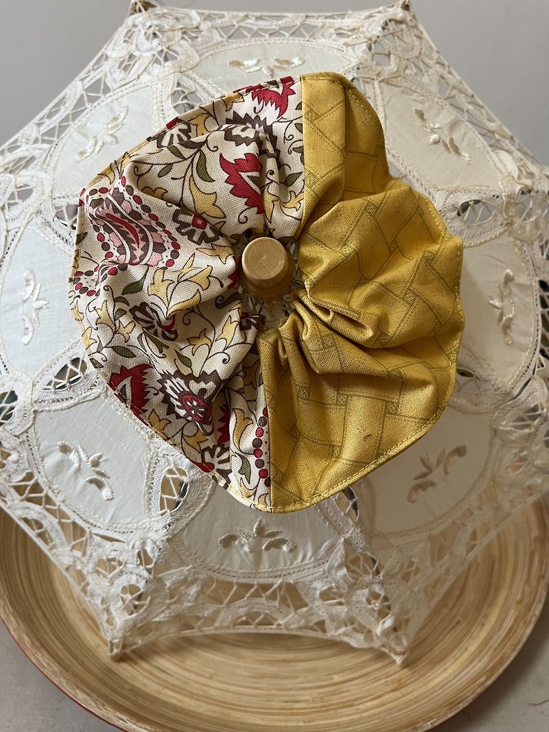 Western Europe/two-color scrunchie bundle/Japanese printed fabric - Headbands - Cotton & Hemp Yellow