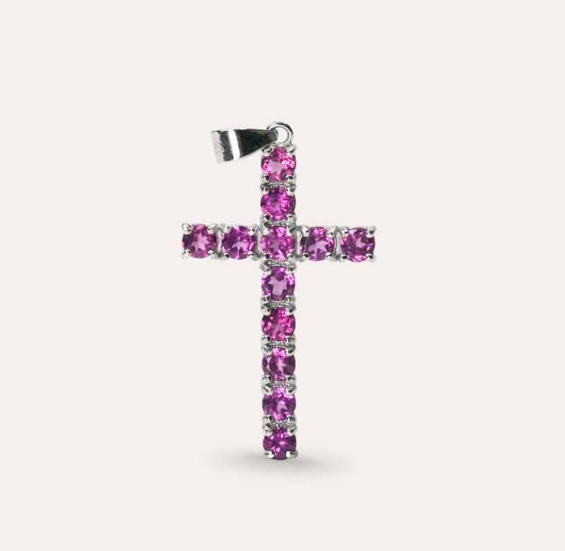 AND 紫石榴石 紫色 圓形 3mm 墜子 和諧系列 Gospel 天然寶石 - 項鍊 - 銀 紫色