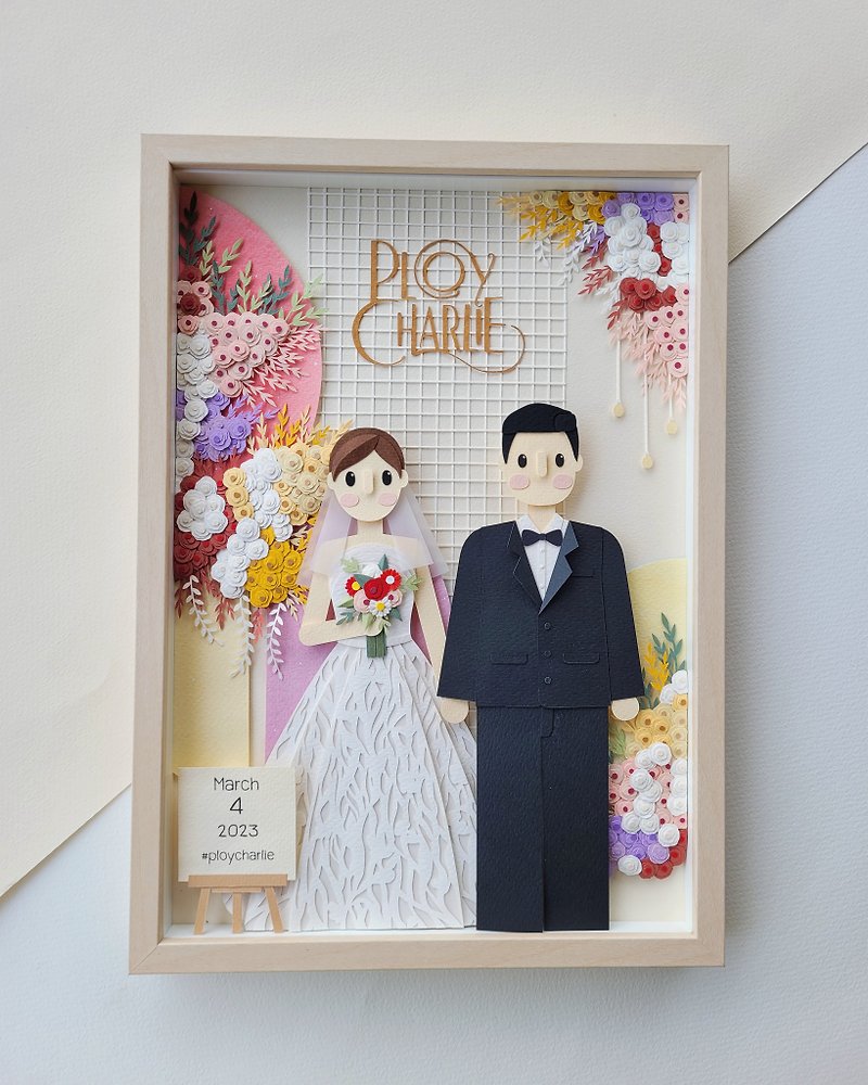 Special custom papercut frame : wedding day theme. - Picture Frames - Paper 