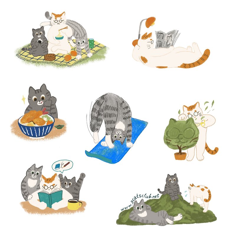 Three cat sticker set - Stickers - Paper Multicolor