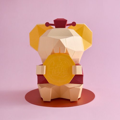 盒紙動物 BOX ANIMAL - 台灣原創紙模設計開發 3D紙模型-DIY動手做-免裁剪-節日系列-咬錢鼠-年節 招財