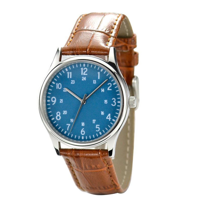 シンプルな1-24デジタルナイアガラフェイスウォッチユニセックス世界中で送料無料 - 腕時計 ユニセックス - ステンレススチール ブルー