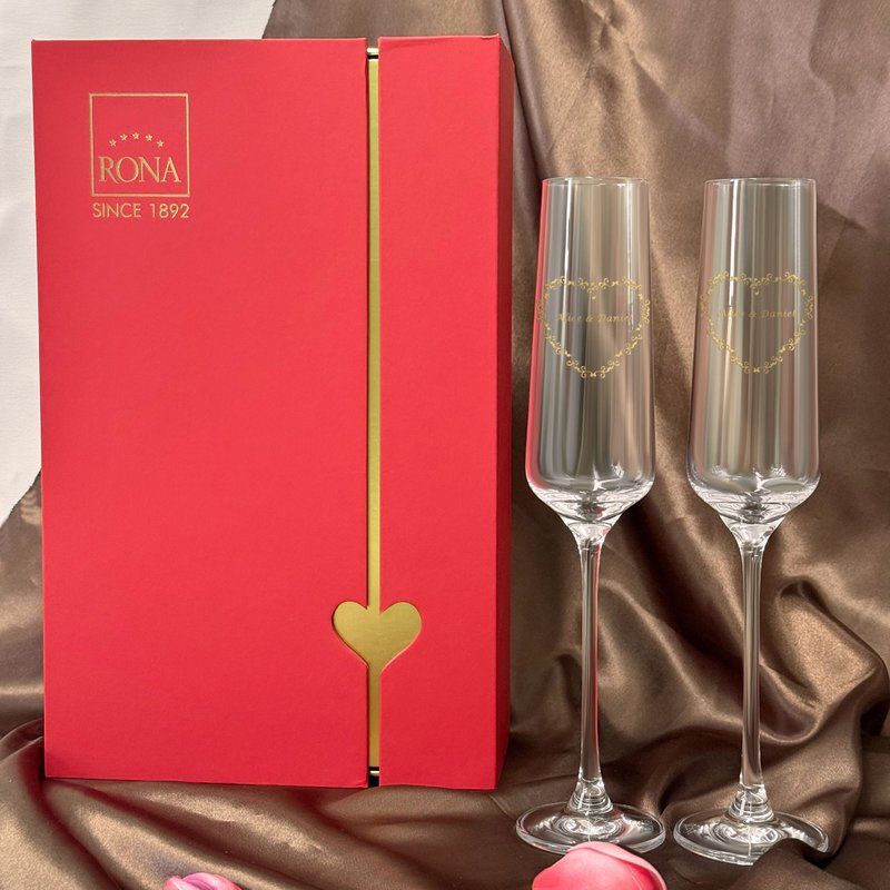 【結婚禮物訂製】RONA 香檳杯對 送女友 雕刻禮物 婚禮新婚敬酒杯 - 酒杯/酒器 - 玻璃 