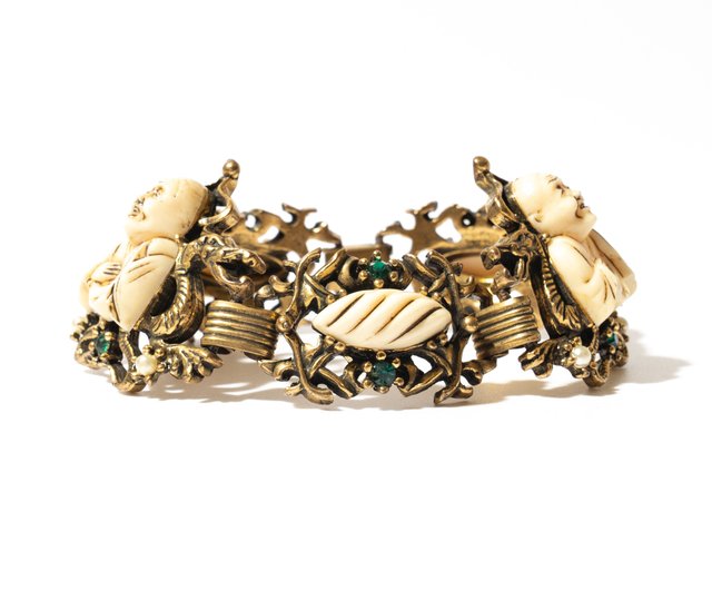 60s USA Selini Vintage buddha & dragon Unsigned bracelet by Selro 