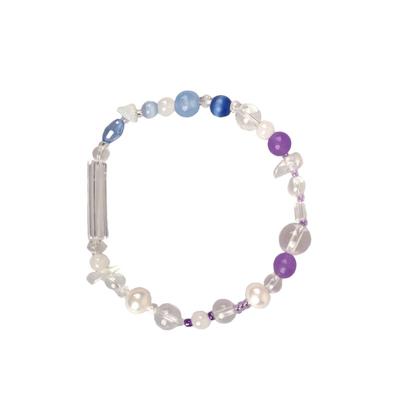 Purple Natural Stone Bracelet 022 - 手鍊/手環 - 寶石 多色