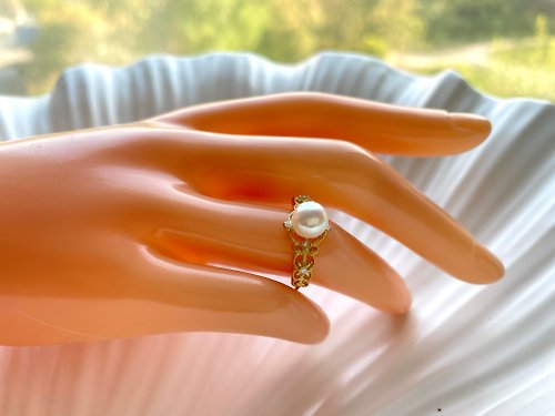 Athena珍珠設計 裝飾藝術 天然海水珍珠 日本akoya S925銀 戒指