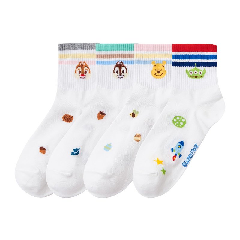 【ONEDER】ディズニー くまのプーさん・チップとデール・三つ目の怪物 ミドル丈リブソックス 親子ペアソックス - 靴下・ソックス - その他の素材 