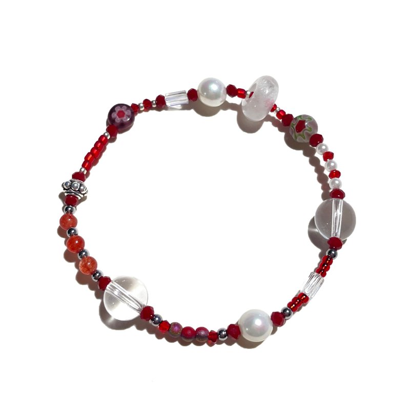 Red Natural Stone Bracelet 020 - สร้อยข้อมือ - เครื่องเพชรพลอย สีแดง