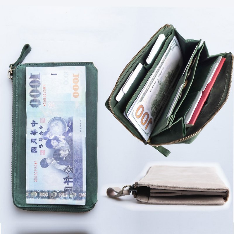 TIDY2.0  財布中を整理整頓 自分で育てる財布 オールレザーで仕上げたL字ファスナー長財布 名入れ 多色 HAW021 - 財布 - 革 多色