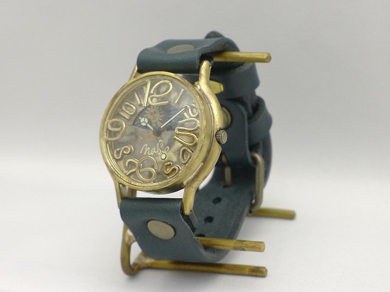 手作り時計 HandCraftWatch JUMBO Brass(真鍮) Sun&Moon  J.B.2-S&M JUM31B-S&M 数字/NV - 腕時計 - 銅・真鍮 ゴールド