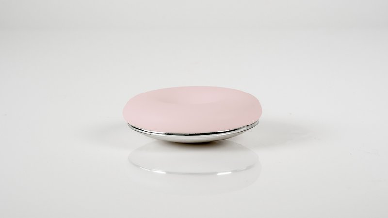 Cable Pod holder - pink color + chrome plating color - ที่เก็บสายไฟ/สายหูฟัง - ซิลิคอน สึชมพู