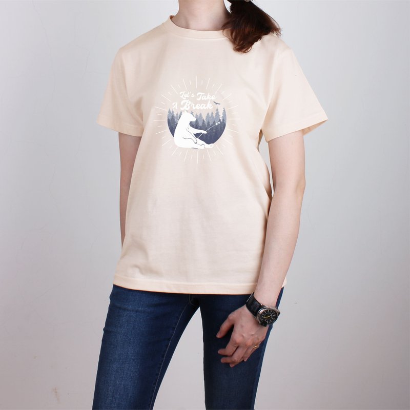 【復古】Take a break休息一下  短T/男T恤/女上衣/T-Shirt - 男 T 恤 - 棉．麻 黑色