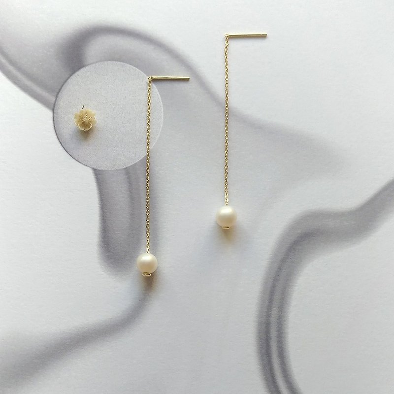se023牽掛-純銀天然珍珠耳環 - 耳環/耳夾 - 珍珠 白色