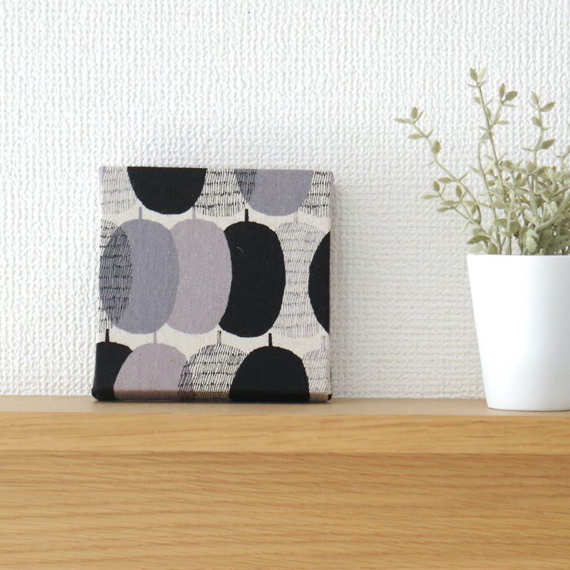 12x12cm fabric panel [retro fruit black] - Wall Décor - Cotton & Hemp Black
