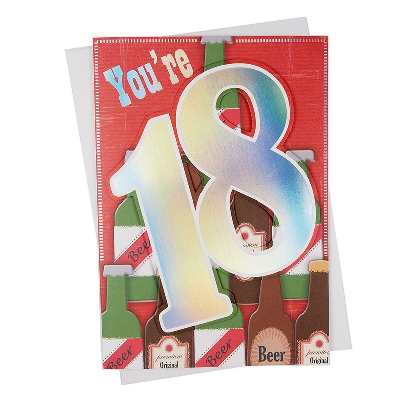 18 years old-let me drink today! [Hallmark-UK birthday card birthday greetings] - การ์ด/โปสการ์ด - กระดาษ หลากหลายสี